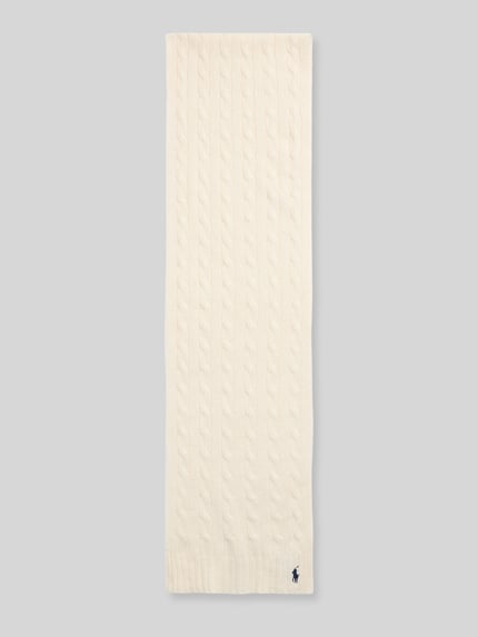 Polo Ralph Lauren sjaal van mix van scheerwol en kasjmier met gestikt logo Offwhite - 4