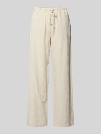 Produktfoto, Stoffhose aus Viskose-Mix Modell 'PRISILLA' von Vila, cremefarben, Wide-Leg-Pants, Tunnelzug, Eingrifftaschen, Leinen-Viskose-Anteil