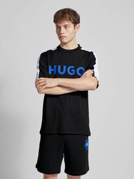 HUGO Blue NOWOŚĆ w P&C*: T-shirt z nadrukiem z logo Czarny 4