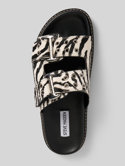 Steve Madden Slippers van leer met klittenbandsluiting, model 'AGENT' Zwart - 3