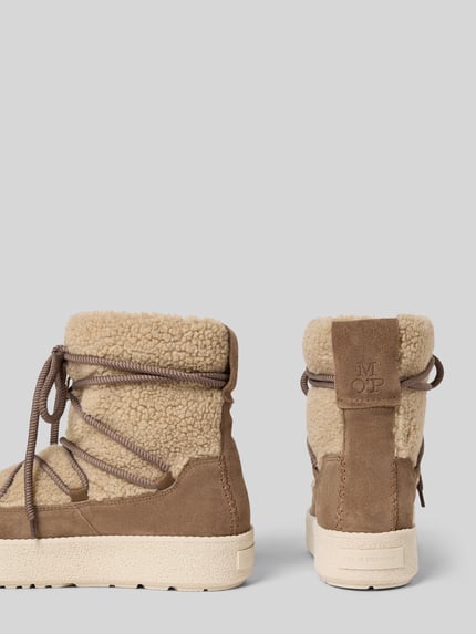 Marc O'Polo Teddyfell-Stiefel mit Schnürung Modell 'PIA' Taupe 2