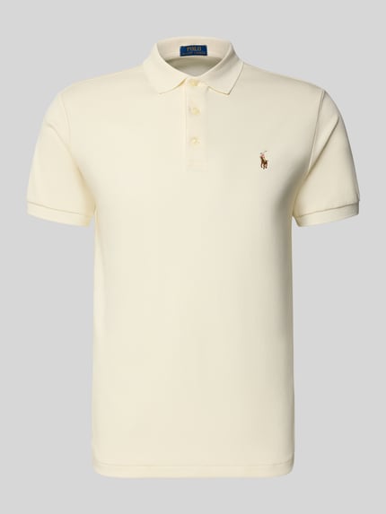 Produktfoto, Regular Fit Poloshirt aus reiner Baumwolle von Polo Ralph Lauren in Creme, unifarben, Logo-Stitching, Polokragen, Jersey-Struktur
