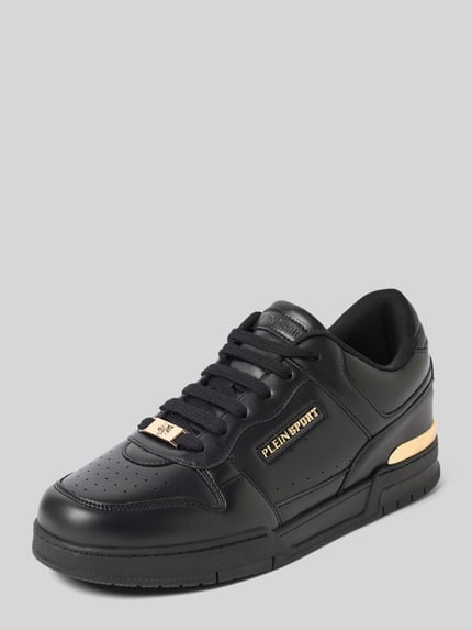Produktfoto, Sneaker mit Schnürverschluss Modell 'VIPER' von PLEIN SPORT in Schwarz mit Abgerundete-Spitze, Label-Detail und strukturierter Sohle, Absatzhöhe 3 cm, Schafthöhe 9 cm, Schaftweite 8 cm