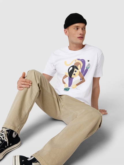 WOOD WOOD T-shirt z nadrukiem z motywem Biały 3