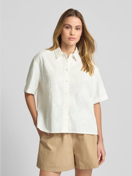 Jake*s Casual Relaxed Fit Hemdbluse mit Strukturmuster Offwhite 4