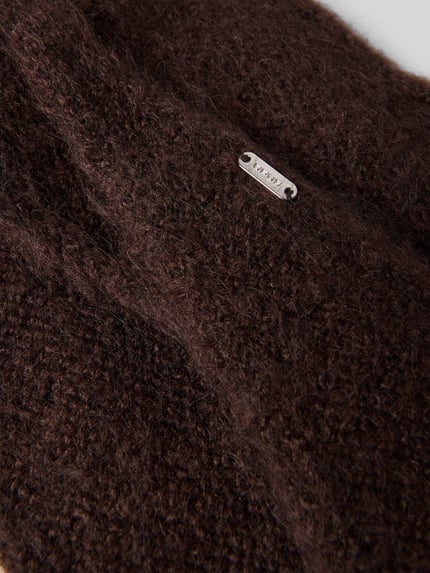 OPUS Schal mit metallischem Logo-Detail Modell 'Ableti' Mittelbraun 2