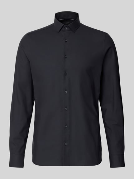 Produktfoto, Slim Fit Businesshemd aus katoenmix van OLYMP Level Five, look: effen, Kentkraag, doorlopende knoopsluiting, sportmanchet, ademend, sneldrogend, fijn twillweefsel.