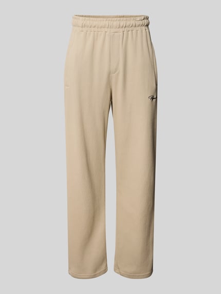 Wide fit sweatpants met logostitching, model 'Rib' Shop The Look MANNEQUINE