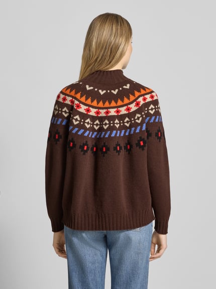 Weekend Max Mara Regular Fit Strickpullover aus reiner Schurwolle Modell 'HARDY' Dunkelbraun 5