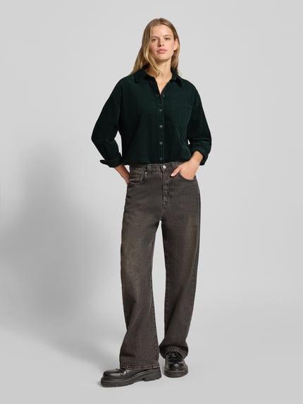 ONLY Relaxed fit overhemdblouse van puur katoen, model 'AIME-MOXI' Donkergroen - 1