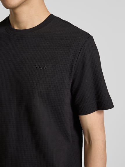 HUGO T-shirt z wyhaftowanym logo model ‘Austin’ Czarny 3