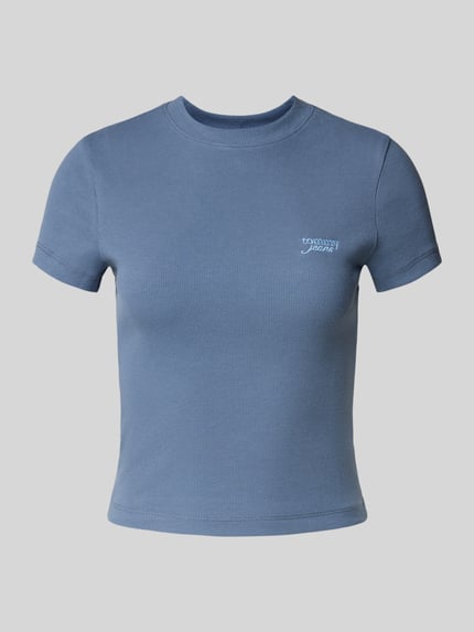 Tommy Jeans Slim Fit T-Shirt aus Baumwoll-Mix Rauchblau 2