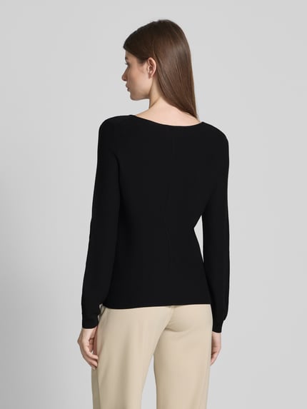 Christian Berg Woman Regular fit shirt met lange mouwen van puur katoen in gebreide look Zwart - 5