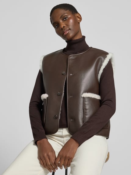 OPUS Weste mit Fellbesatz Modell 'Washearly' Sand 3
