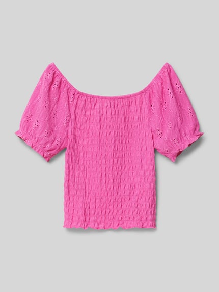 ONLY T-shirt z marszczonymi detalami model ‘TILDA’ Fuksjowy 1