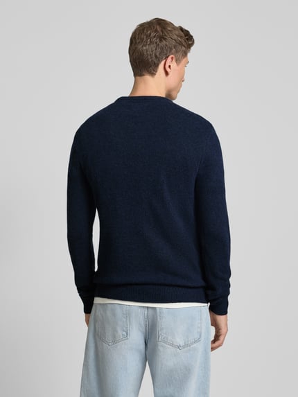 Blend Strickpullover mit gerippten Abschlüssen Modell 'BRANKO' Dunkelblau Melange 5