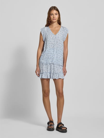 PIECES Uitlopende minirok met all-over motief, model 'NYA' Lichtblauw - 1