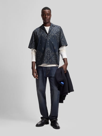 HUGO Blue Relaxed Fit Freizeithemd aus reiner Baumwolle Dunkelblau 1