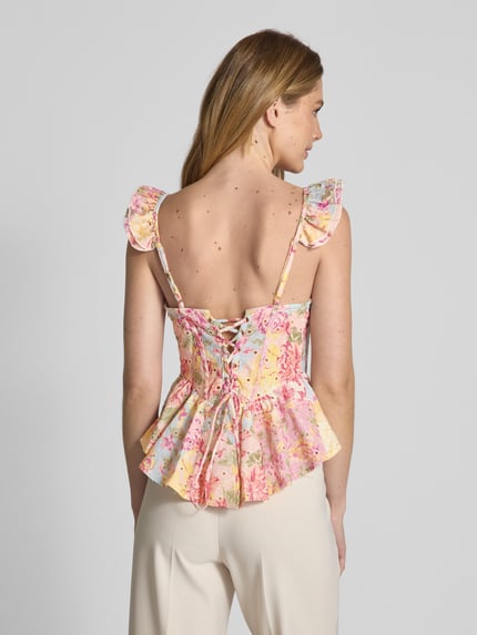 ADLYSH Blouseshirt met vetersluiting aan de achterkant en peplum Geel - 5