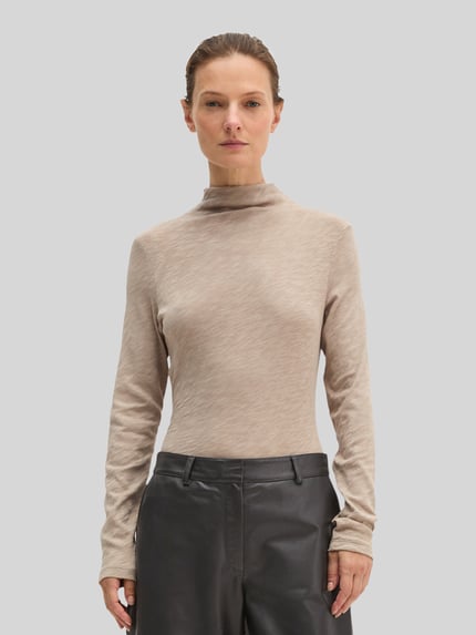 Marc O'Polo Langarmshirt mit Mock Neck Jersey Stein 4