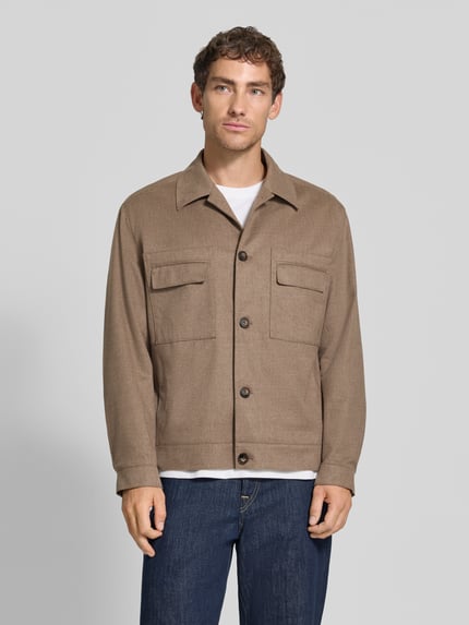 HUGO Modern Fit Hemdjacke mit Woll-Anteil Modell 'Juliano' Hellrot 4