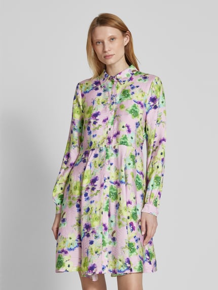 YAS Knielanges Hemdblusenkleid mit Knopfleiste Modell 'KAYA' Rosa 4