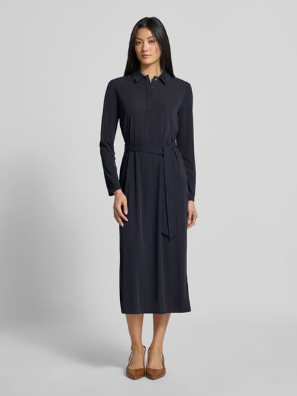 MM by Max Mara Midikleid mit Bindegürtel Modell 'FRAGOLA' Black 4