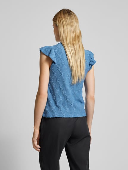 VILA Blouse met V-hals, model 'DELEA' Rookblauw - 5