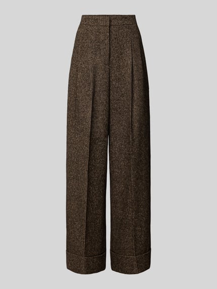 Produktfoto, braune weite Hose mit Woll-Anteil Modell 'Tianara' von BOSS, grobe Textur, Damen Weite Hose von BOSS