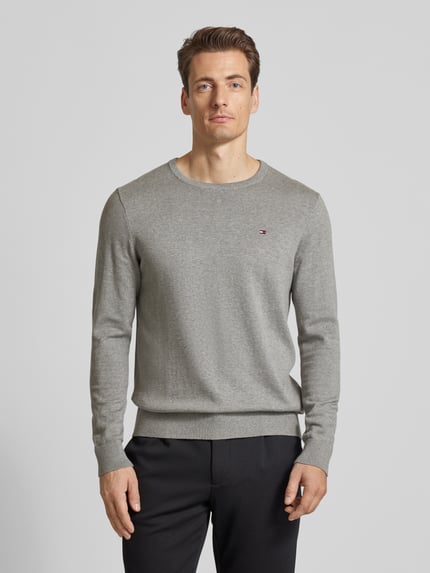 Tommy Hilfiger Gebreide pullover met logostitching Zilver gemêleerd - 4