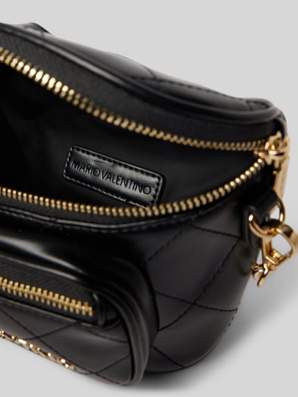 Valentino Bags Umhängetasche mit Label-Applikation und Steppnähten Modell 'NUR' Black 4