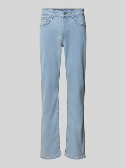 Produktfoto, Straight Fit Jeans aus Baumwoll-Mix Modell 'CASH' von Pepe Jeans in hellblauer Denim-Melange mit 5-Pocket-Design und Label Patch