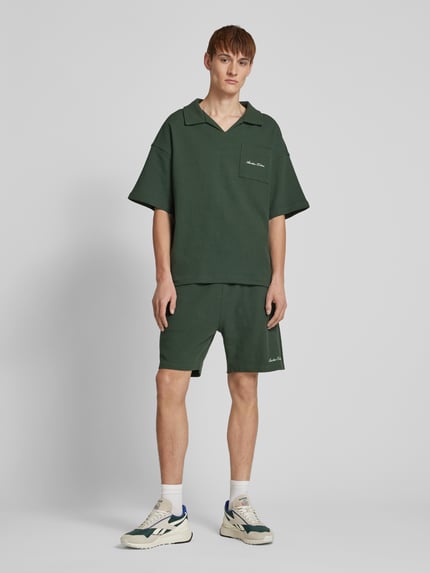 ANOTHER COTTON LAB Oversized Poloshirt mit Label-Print Dunkelgruen 1