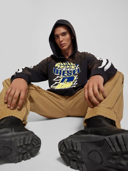 Diesel hoodie met labelprint Zwart - 3