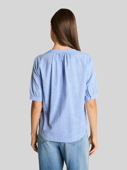 Tom Tailor Regular Fit Bluse aus reiner Baumwolle Hellblau 5