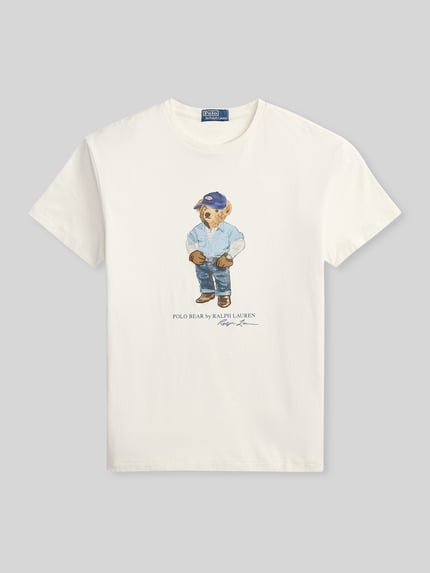 Polo Ralph Lauren Regular Fit T-Shirt aus reiner Baumwolle mit Polo Bear Print Weiss 2
