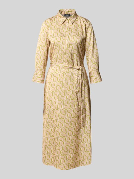 Produktfoto, Fließendes Freizeitkleid mit Allover-Muster Modell '263D32Diandra2' von JOOP! in Beige und Gelb mit grafischem Muster und glatter Textur. Damen Freizeitkleid von JOOP!