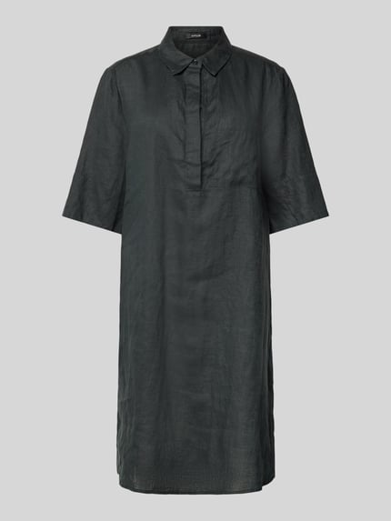 OPUS Knielanges Leinenkleid mit 1/2-Arm Modell 'Walmari' Dunkelgruen 2