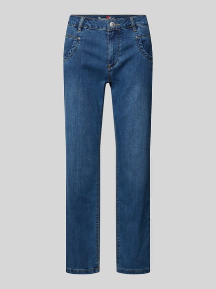 Produktfoto, Straight Fit Jeans mit Eingrifftaschen von Buena Vista in Blau, Baumwoll-Mix mit Stretch-Anteil, Cropped, klare Nähte, glatte Textur