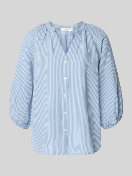Selected relaxed fit overhemdblouse mix van katoen en linnen model 'ALBERTA' Lichtblauw - 2