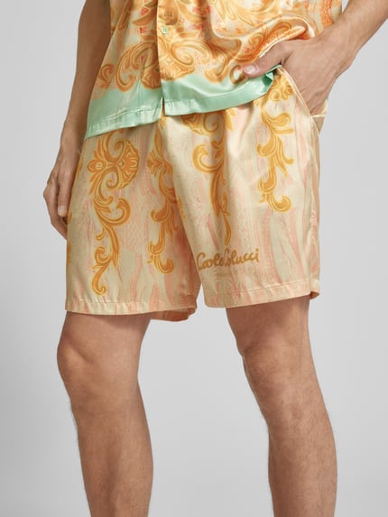 Carlo Colucci Regular Fit Sweatshorts mit Allover-Muster Gold 3