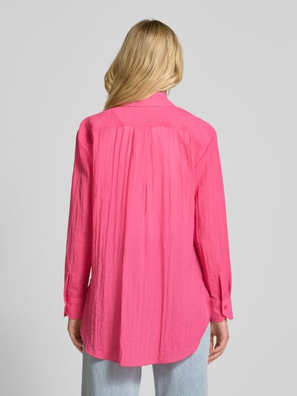 HUGO Relaxed Fit Hemdbluse in Crinkle-Optik Modell 'Elodina' Pink 5