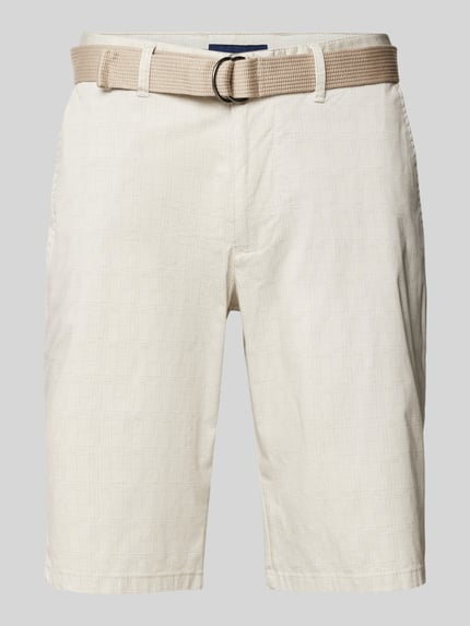 Christian Berg Men Szorty chinosy o kroju slim fit z fakturowanym wzorem Piaskowy 2