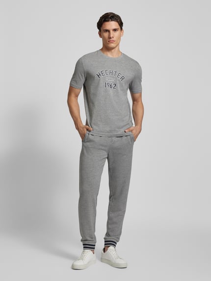 HECHTER PARIS Spodnie dresowe o kroju regular fit z detalem z logo Jasnoszary 1