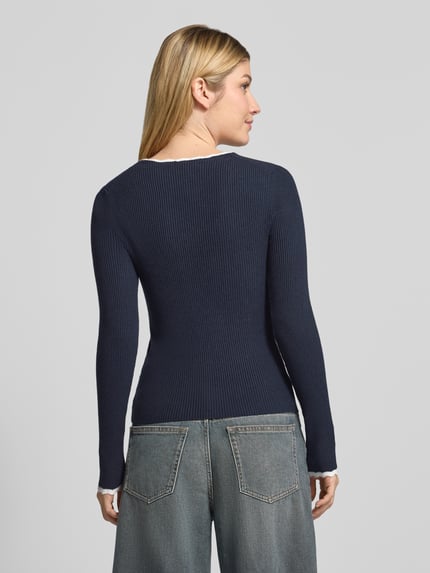Jake*s Casual Slim fit pullover met wol Donkerblauw - 5