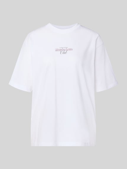 Produktfoto, białe męski t-shirt z bawełny model 'LATTE' od JJXX, krój loose fit, okrągły dekolt, długość tyłu w rozmiarze S: 65 cm