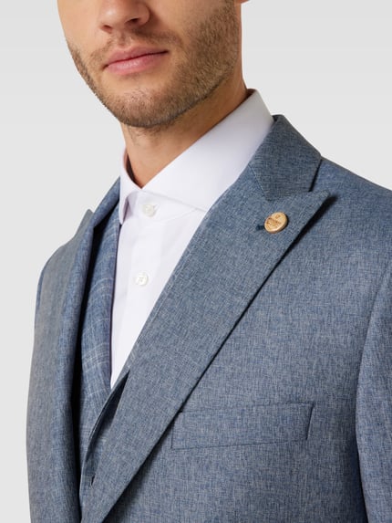 WILVORST Regular fit colbert met twee knopen en zijde Blauw - 3