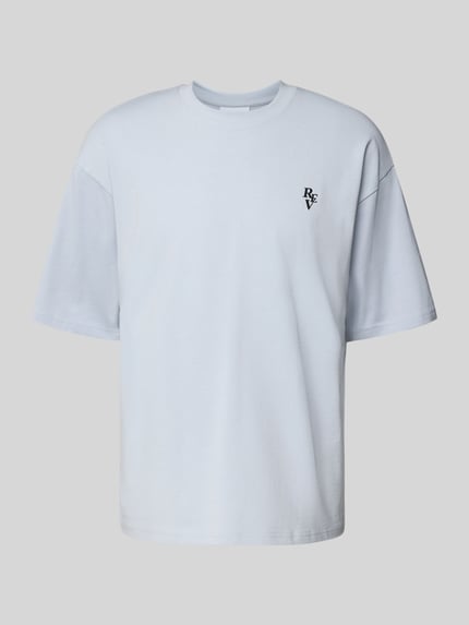 REVIEW T-shirt o kroju relaxed fit z okrągłym dekoltem Lodowy błękitny 2