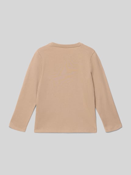 Produktfoto, Regular Fit Shirt met lange mouwen uit puur katoen van s.Oliver RED LABEL, look: effen, voor kinderen, motiefprint, ronde hals, beige.
