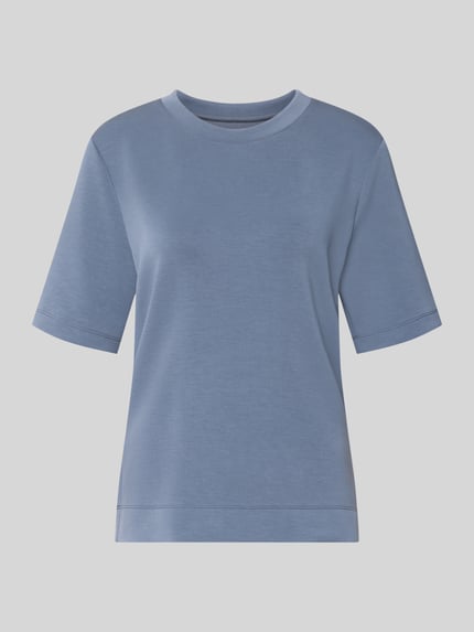 Produktfoto, blauw sweatshirt met ronde hals, recht model, halflange mouwen, elastische materiaalmix met viscose, Heren sweatshirt van Marc Cain